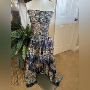 Elegant Strapless Boho Patterned Dress